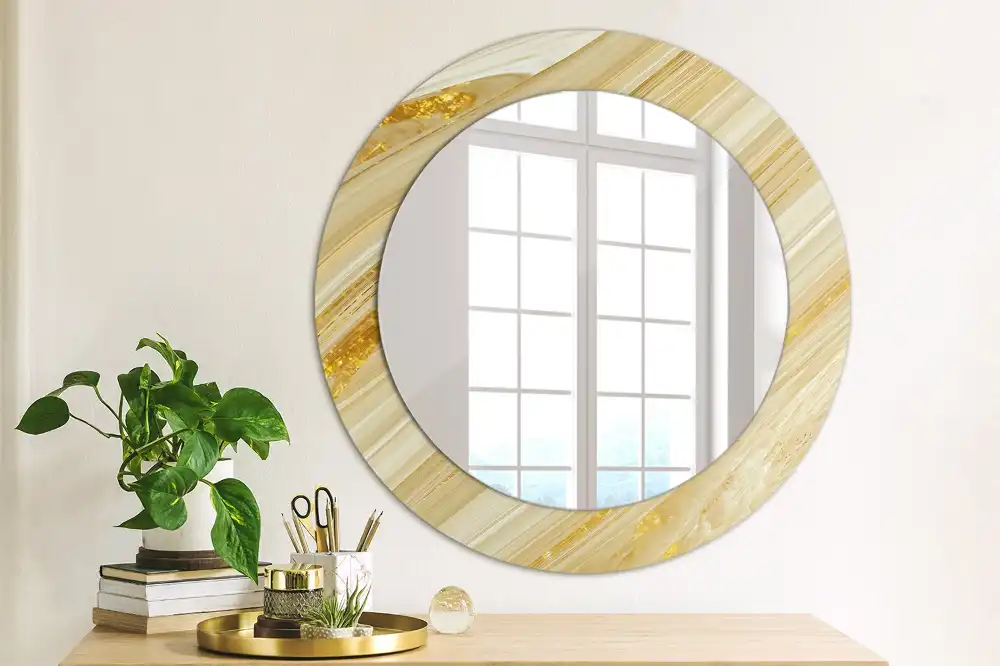 Miroir rond avec décoration motif abstrait