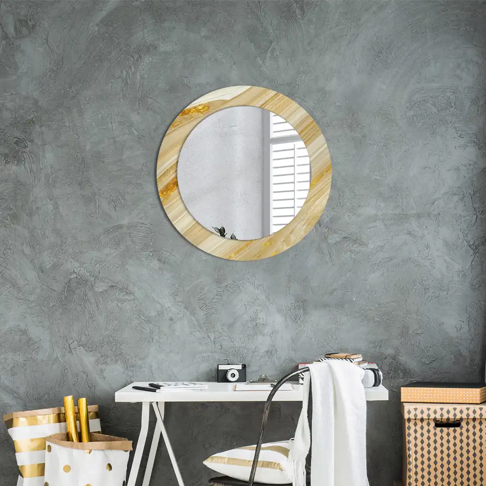 Miroir rond avec décoration motif abstrait