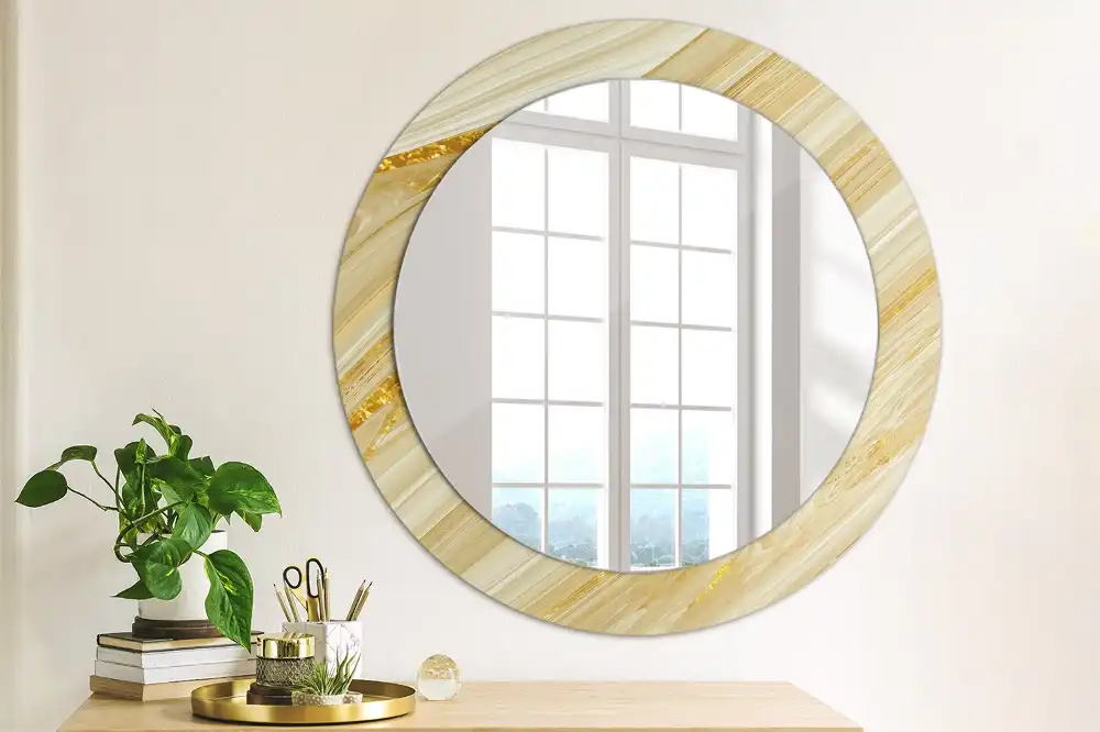 Miroir rond avec décoration motif abstrait