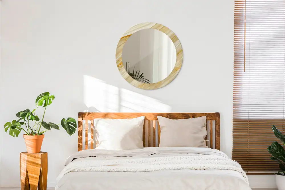 Miroir rond avec décoration motif abstrait