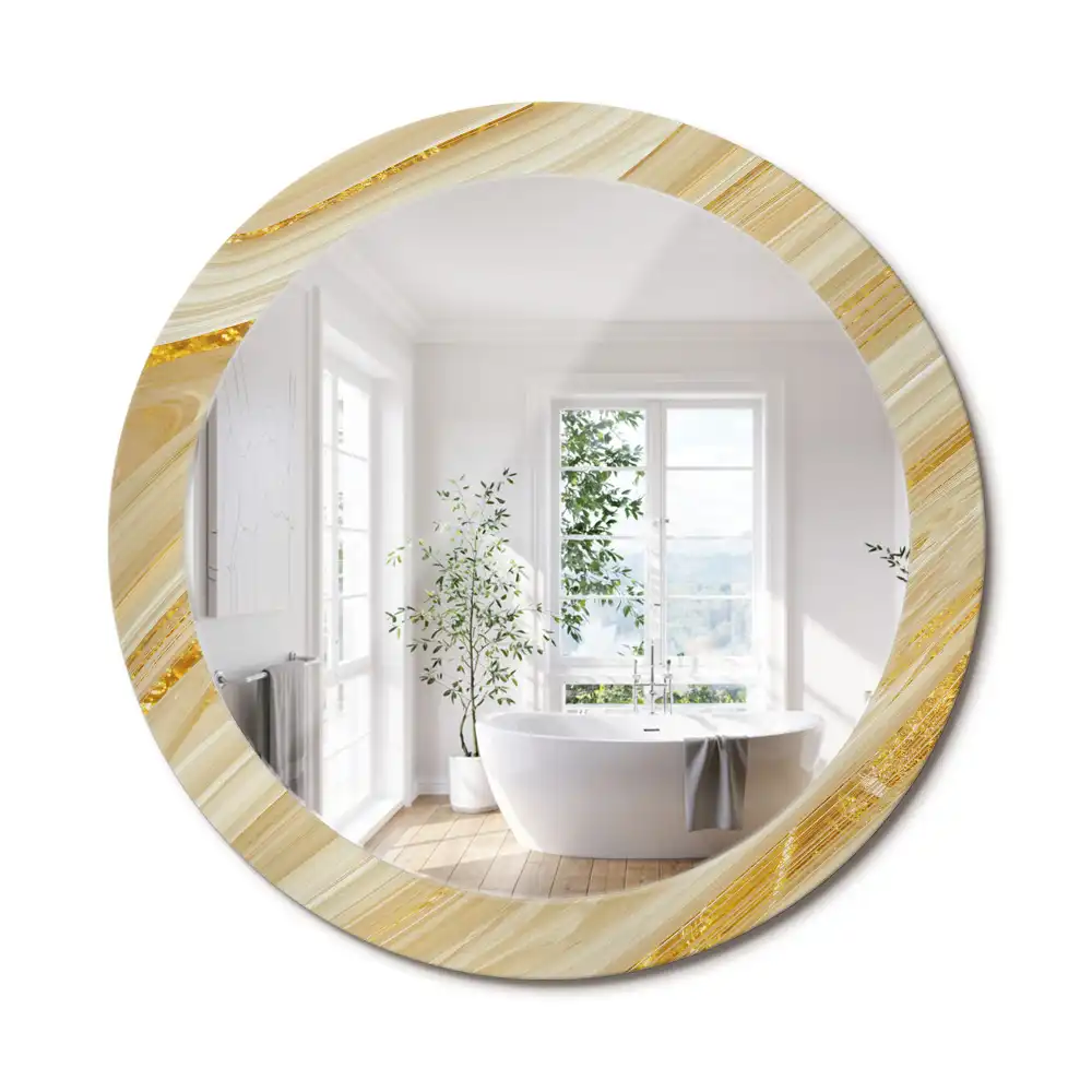 Miroir rond avec décoration motif abstrait