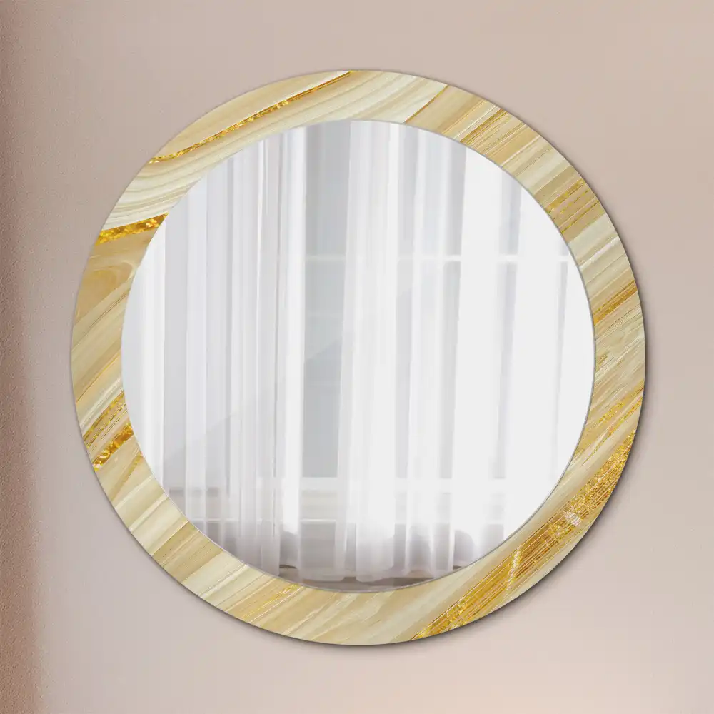 Miroir rond avec décoration motif abstrait