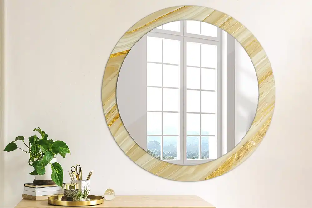 Miroir rond avec décoration motif abstrait