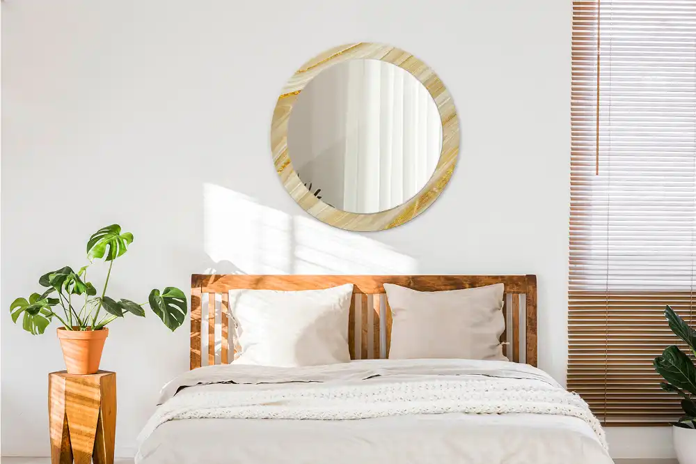 Miroir rond avec décoration motif abstrait