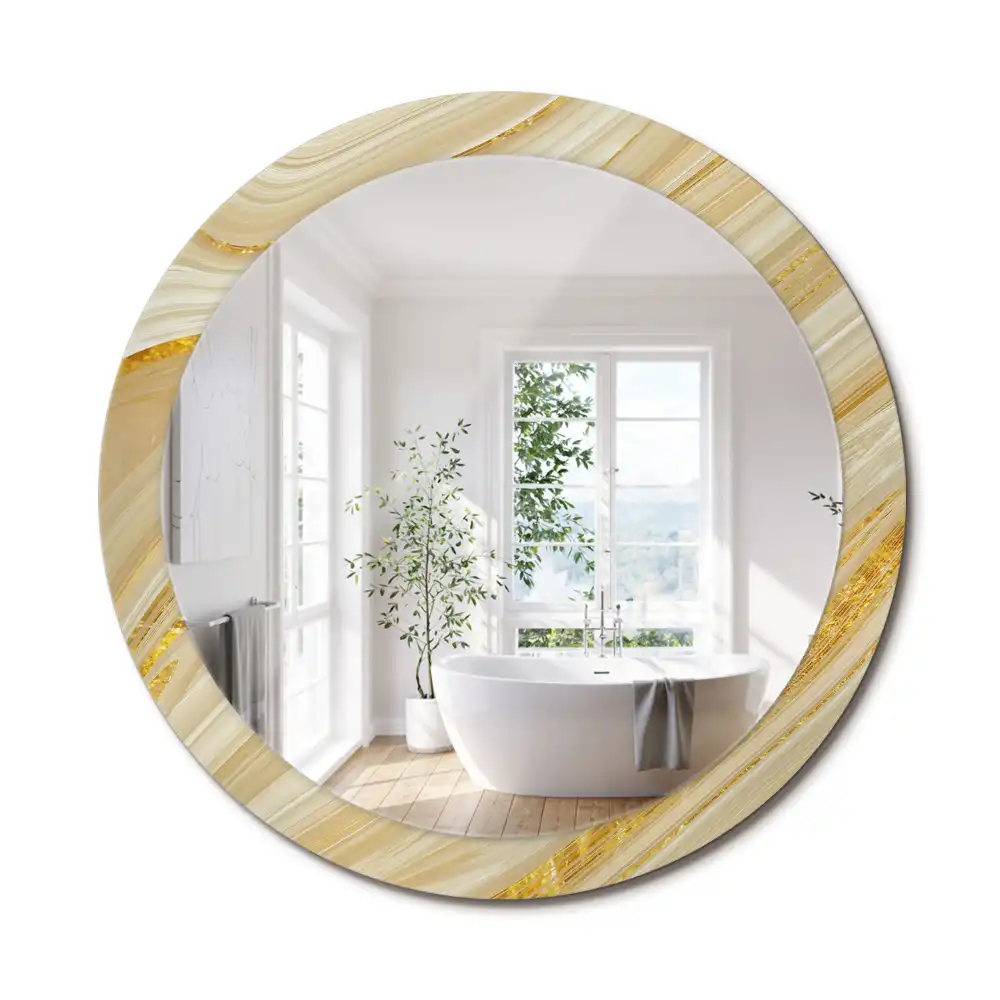 Miroir rond avec décoration motif abstrait