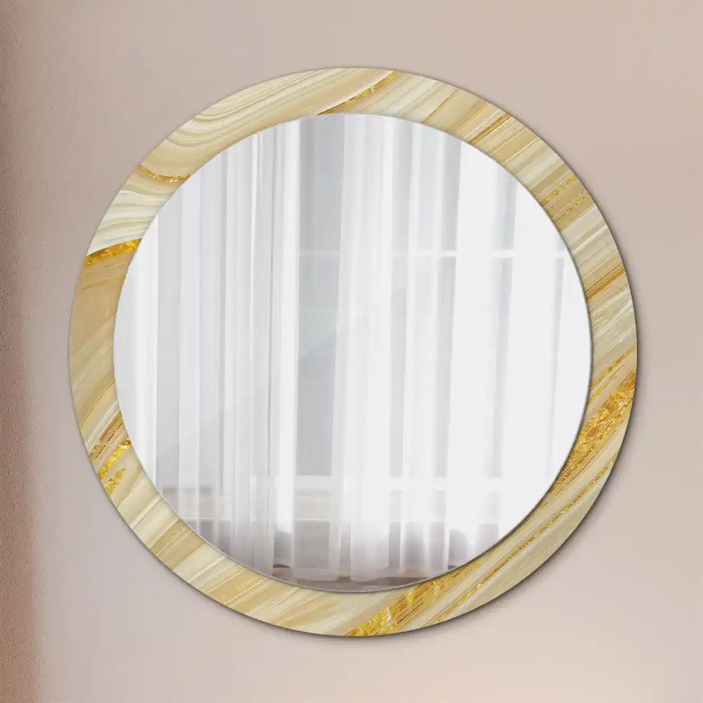 Miroir rond avec décoration motif abstrait