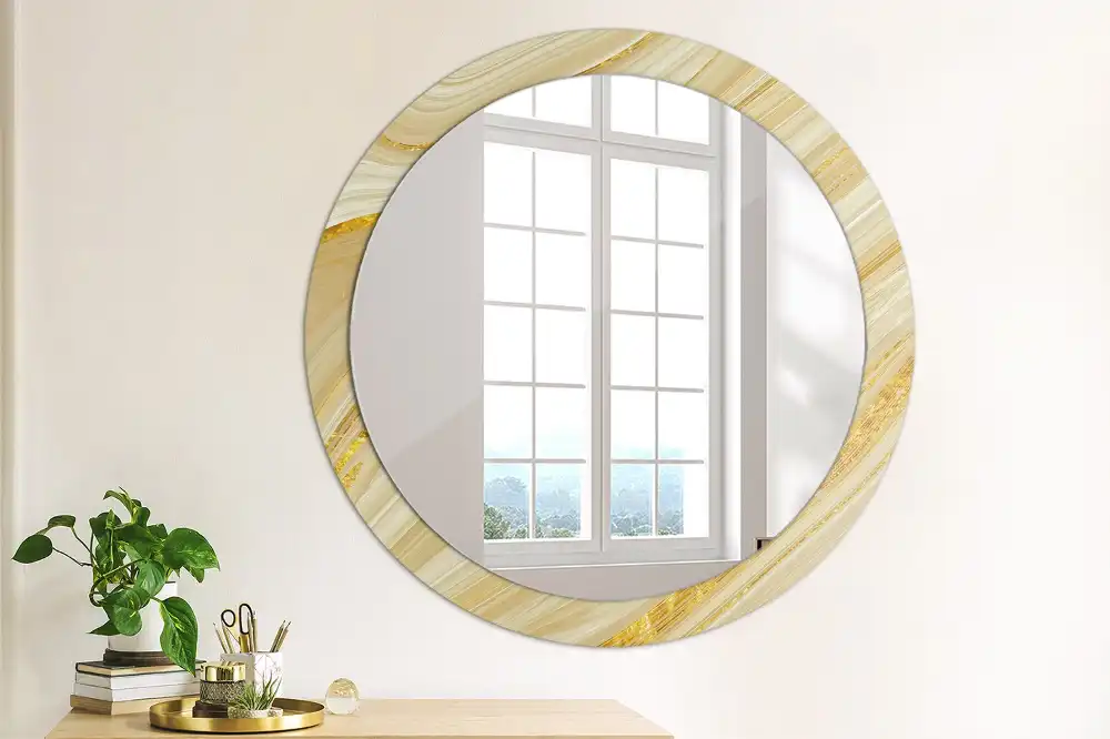 Miroir rond avec décoration motif abstrait