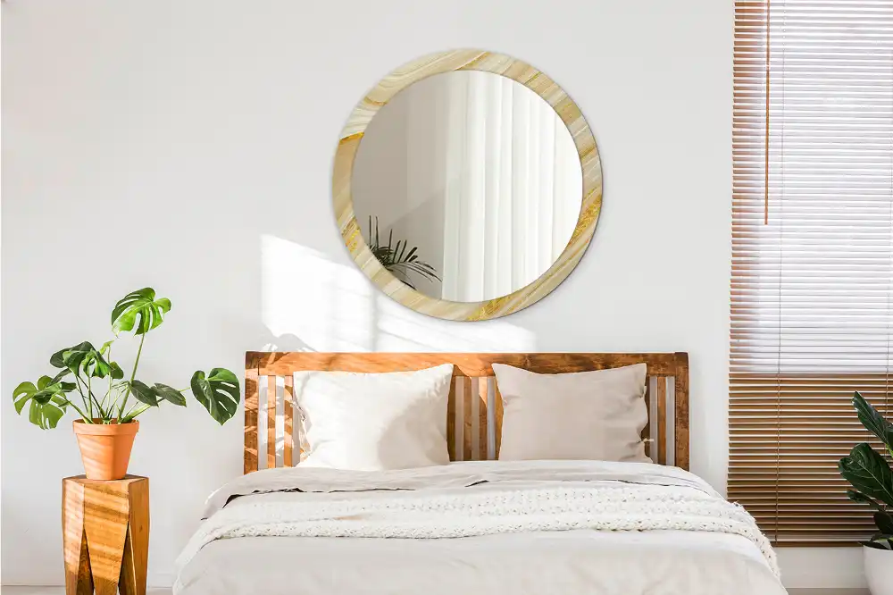 Miroir rond avec décoration motif abstrait