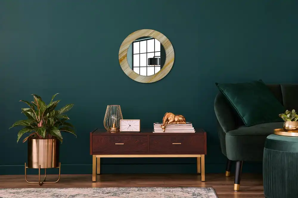 Miroir rond avec décoration motif abstrait