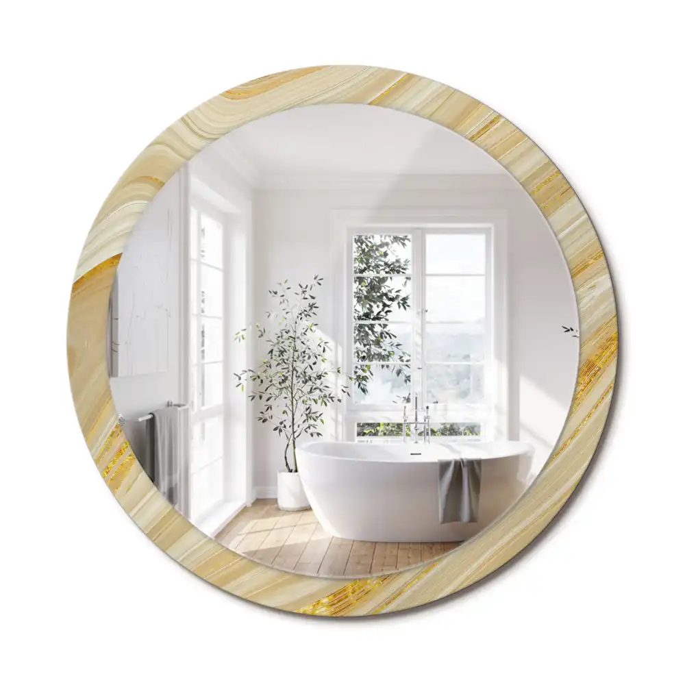 Miroir rond avec décoration motif abstrait