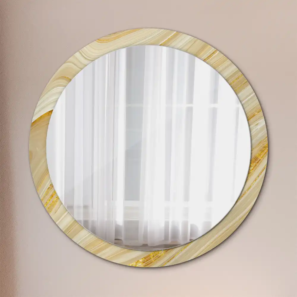 Miroir rond avec décoration motif abstrait