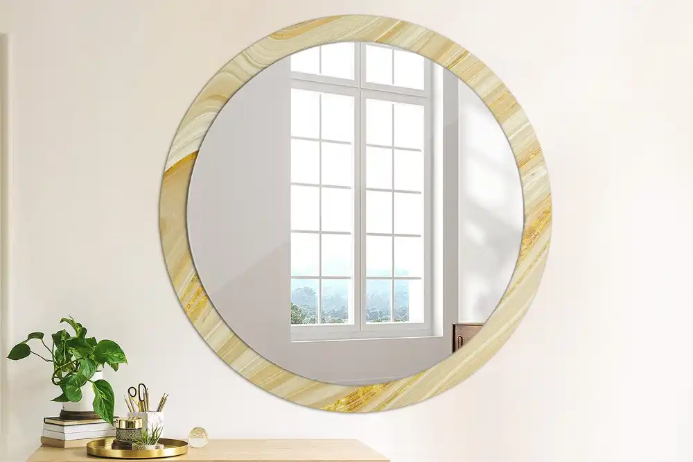 Miroir rond avec décoration motif abstrait