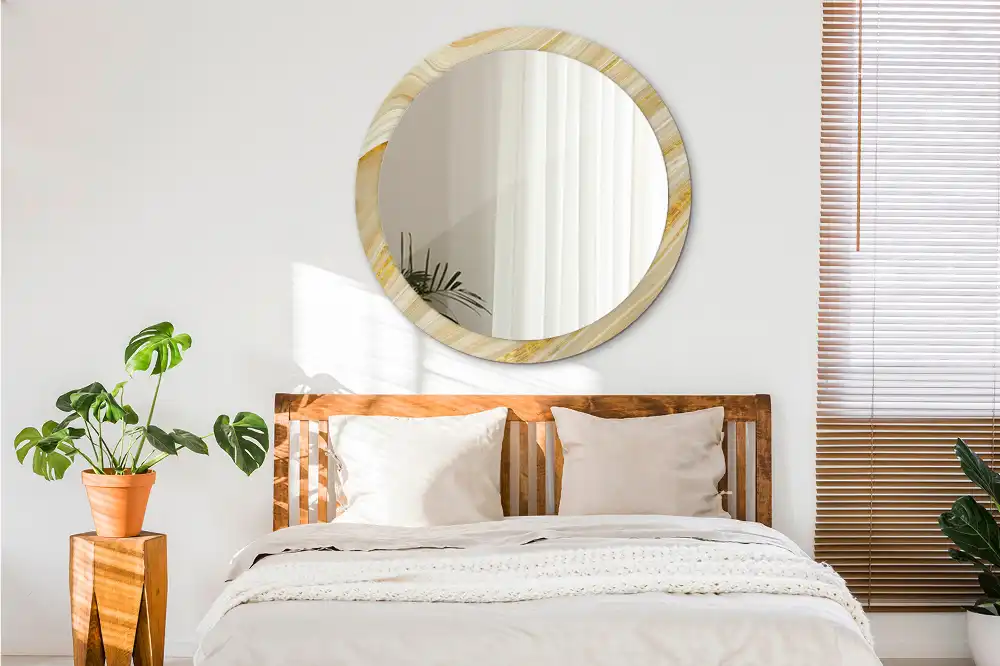 Miroir rond avec décoration motif abstrait