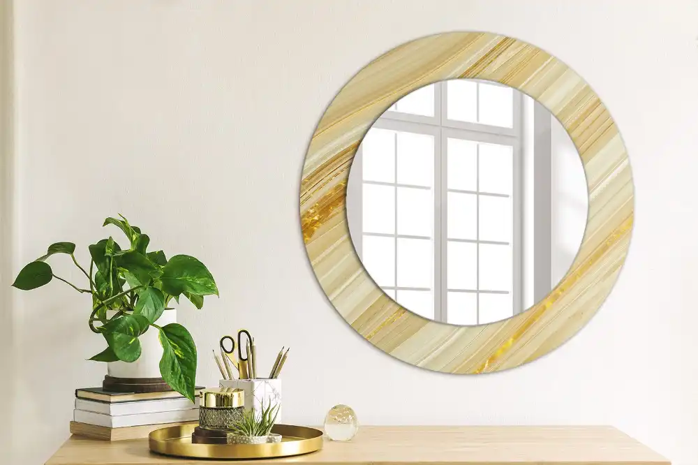 Miroir rond avec décoration motif abstrait