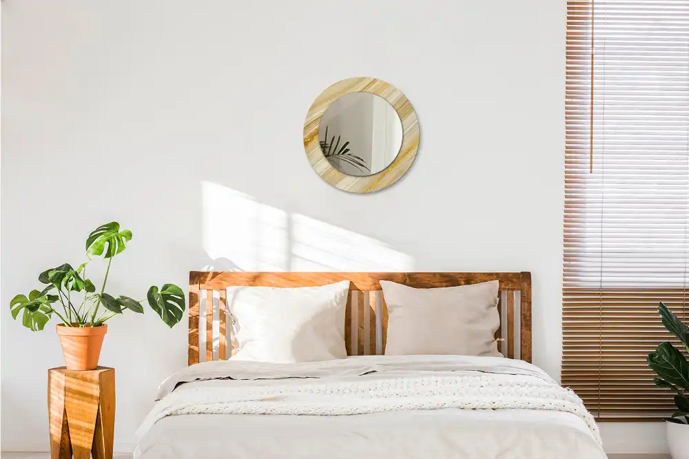 Miroir rond avec décoration motif abstrait