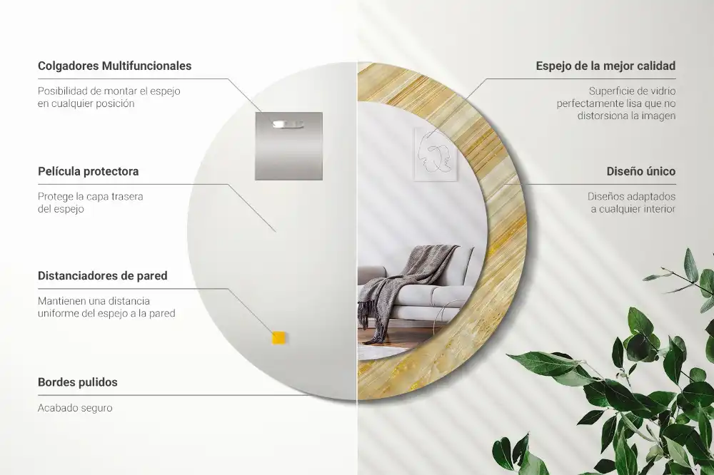 Miroir rond avec décoration motif abstrait
