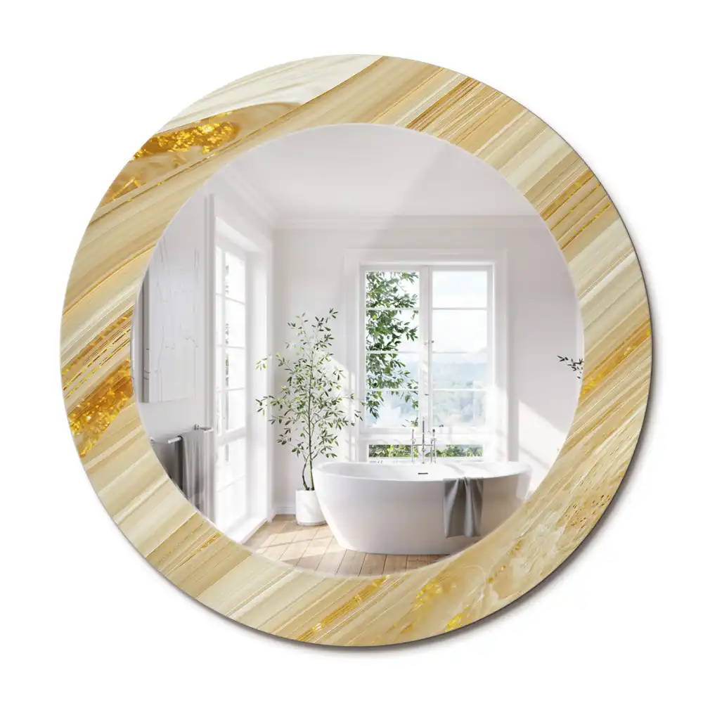Miroir rond avec décoration motif abstrait