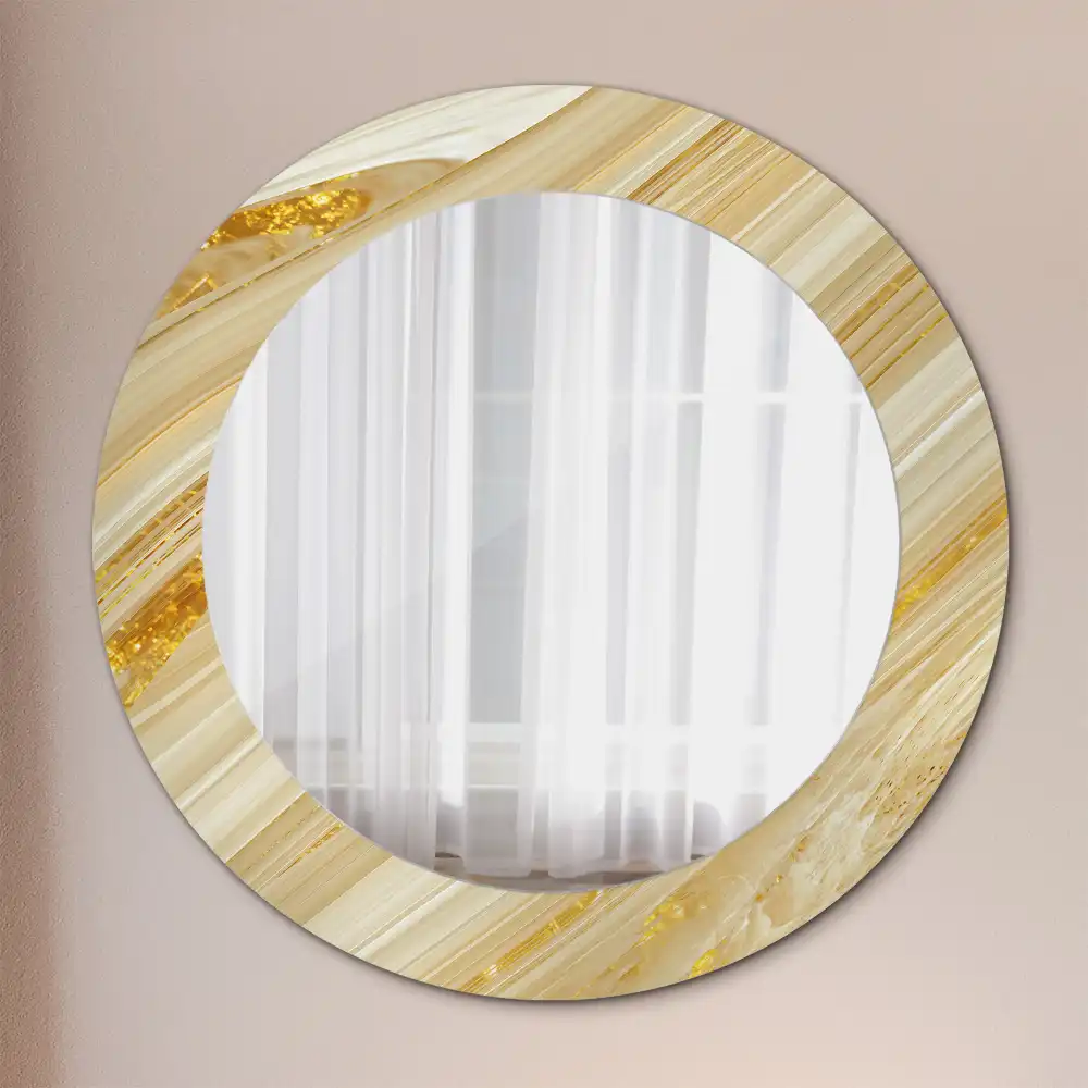 Miroir rond avec décoration motif abstrait