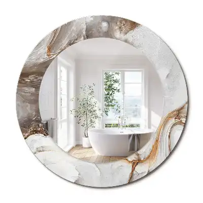 Miroir rond cadre avec impression marbre clair