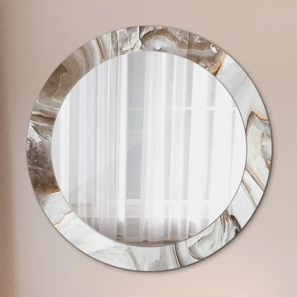 Miroir rond cadre avec impression marbre clair