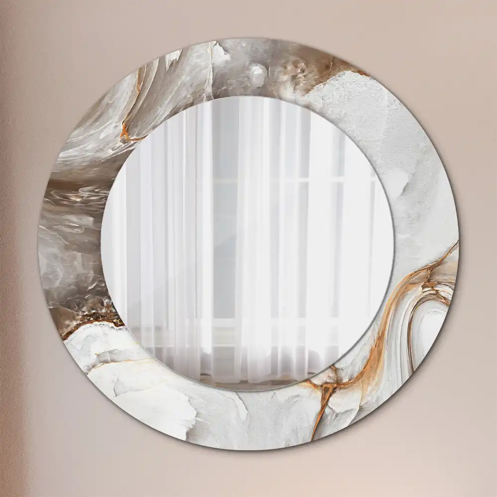 Miroir rond cadre avec impression marbre clair