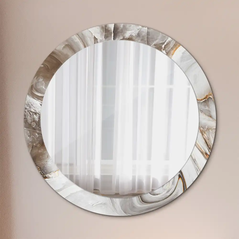 Miroir rond cadre avec impression marbre clair