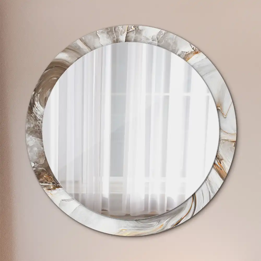 Miroir rond cadre avec impression marbre clair