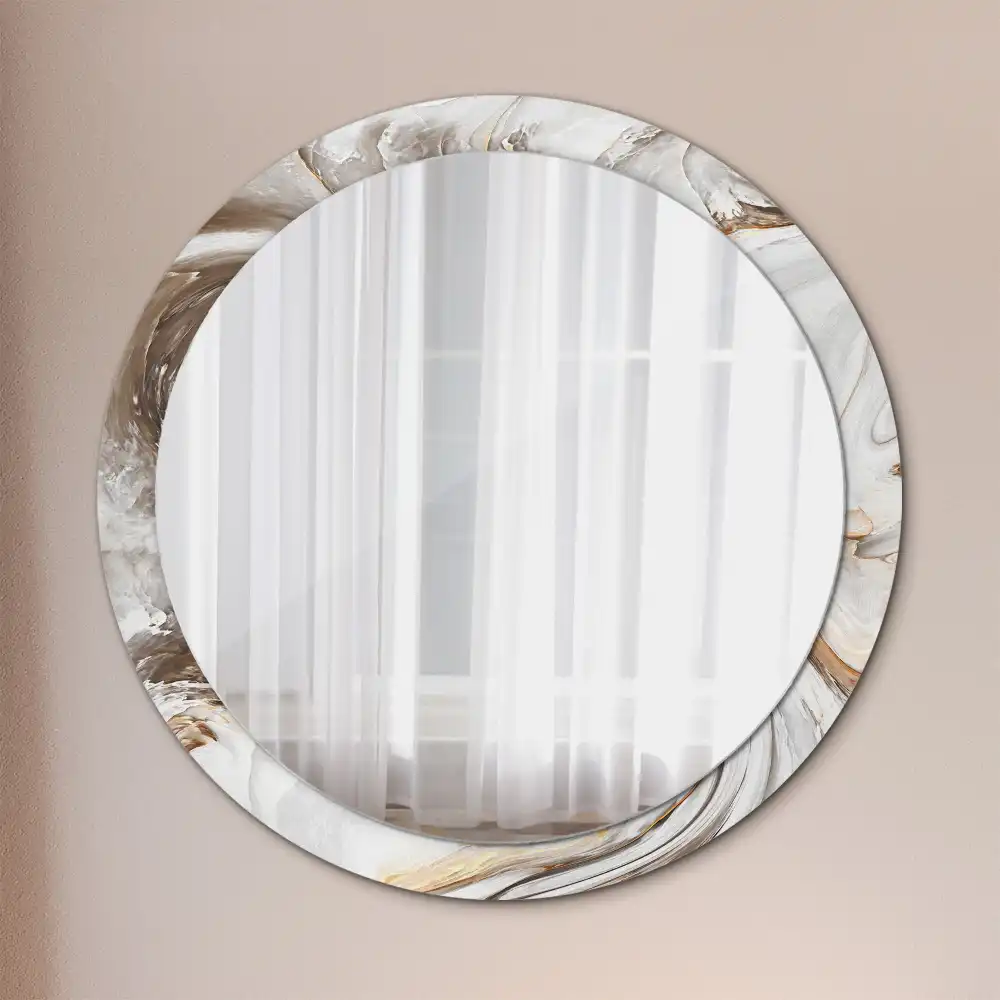 Miroir rond cadre avec impression marbre clair