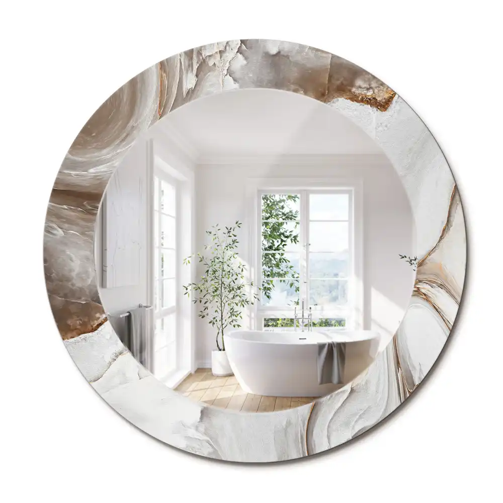 Miroir rond cadre avec impression marbre clair