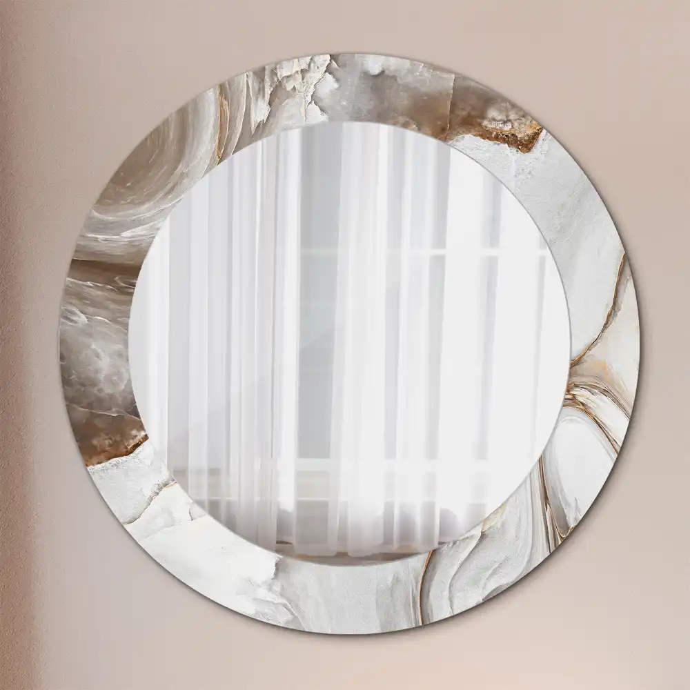 Miroir rond cadre avec impression marbre clair