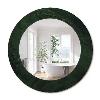 Miroir rond cadre imprimé marbrure verte