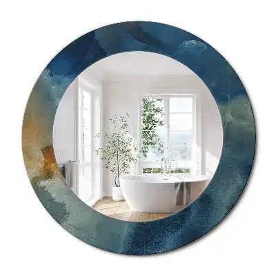 Miroir rond cadre imprimé onyx marbré