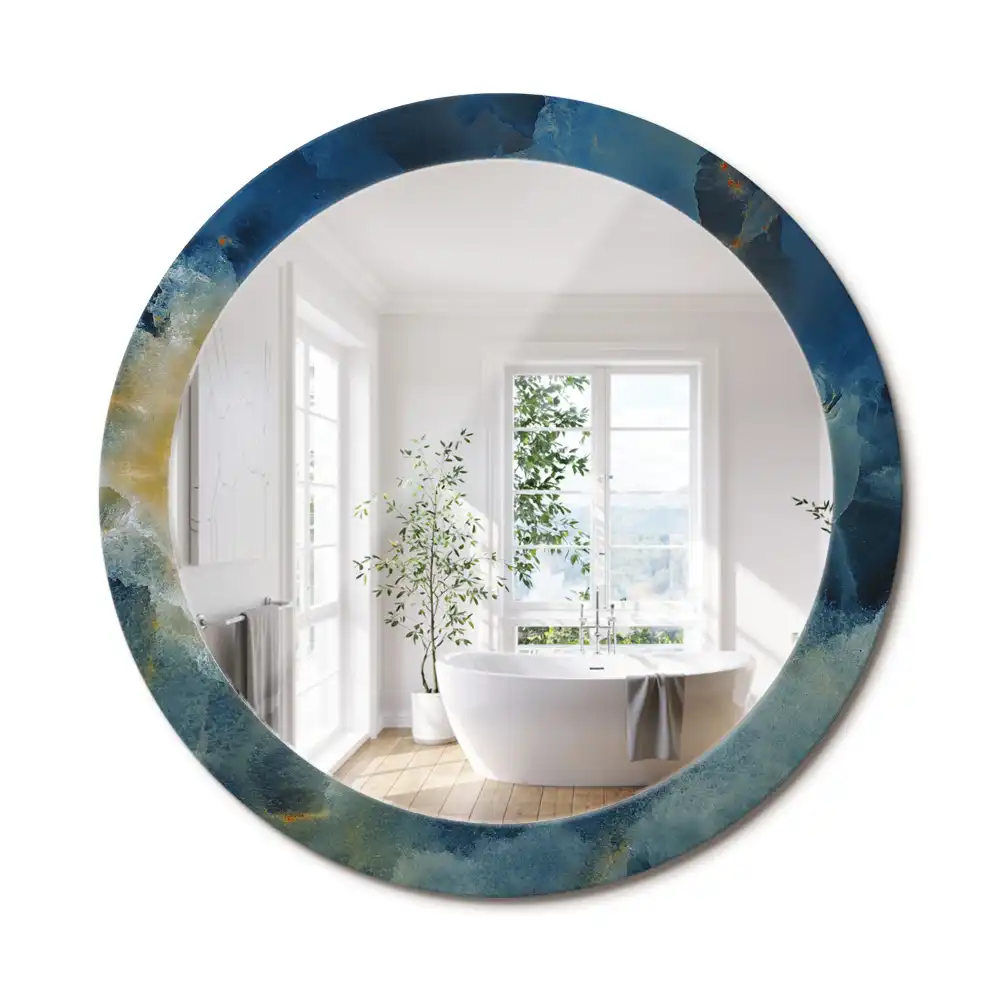 Miroir rond cadre imprimé onyx marbré