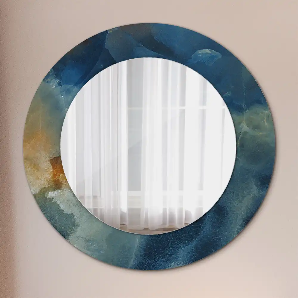 Miroir rond cadre imprimé onyx marbré