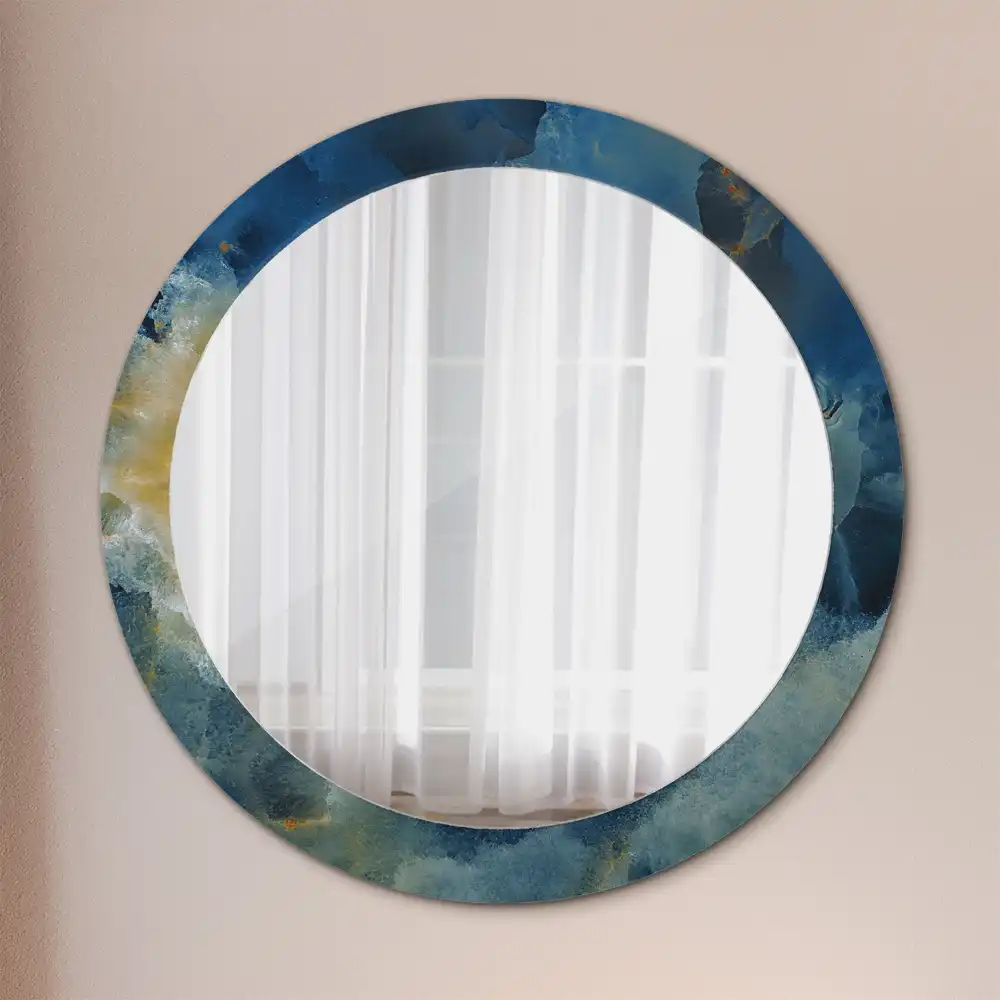 Miroir rond cadre imprimé onyx marbré