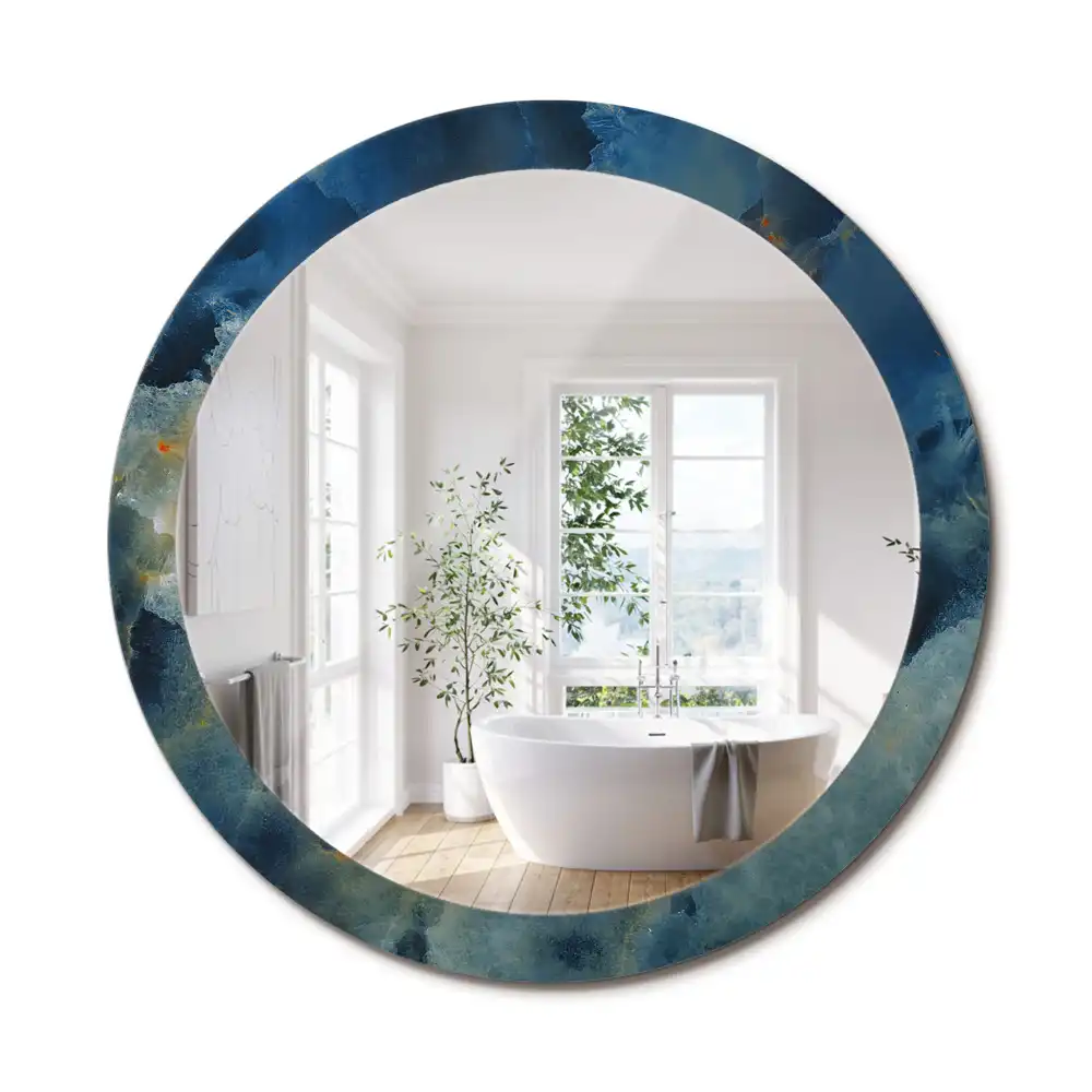 Miroir rond cadre imprimé onyx marbré