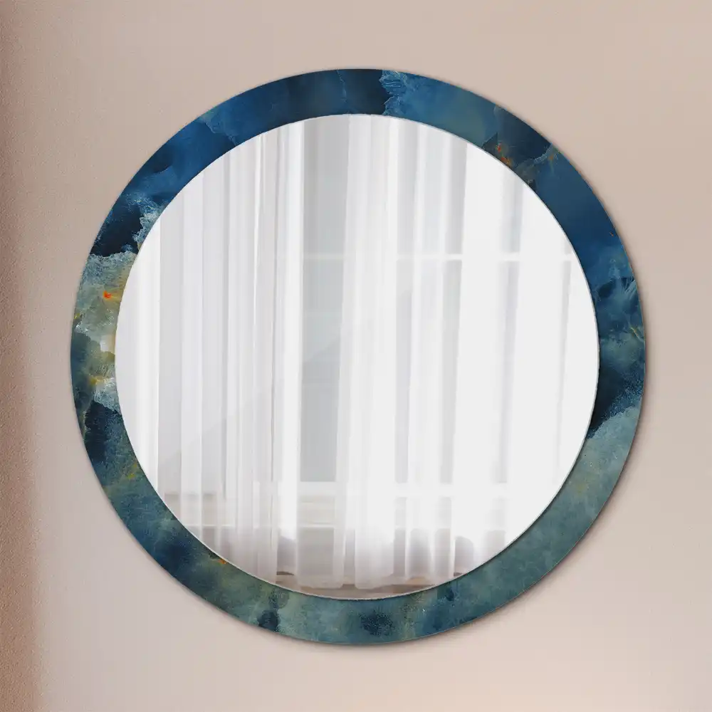 Miroir rond cadre imprimé onyx marbré