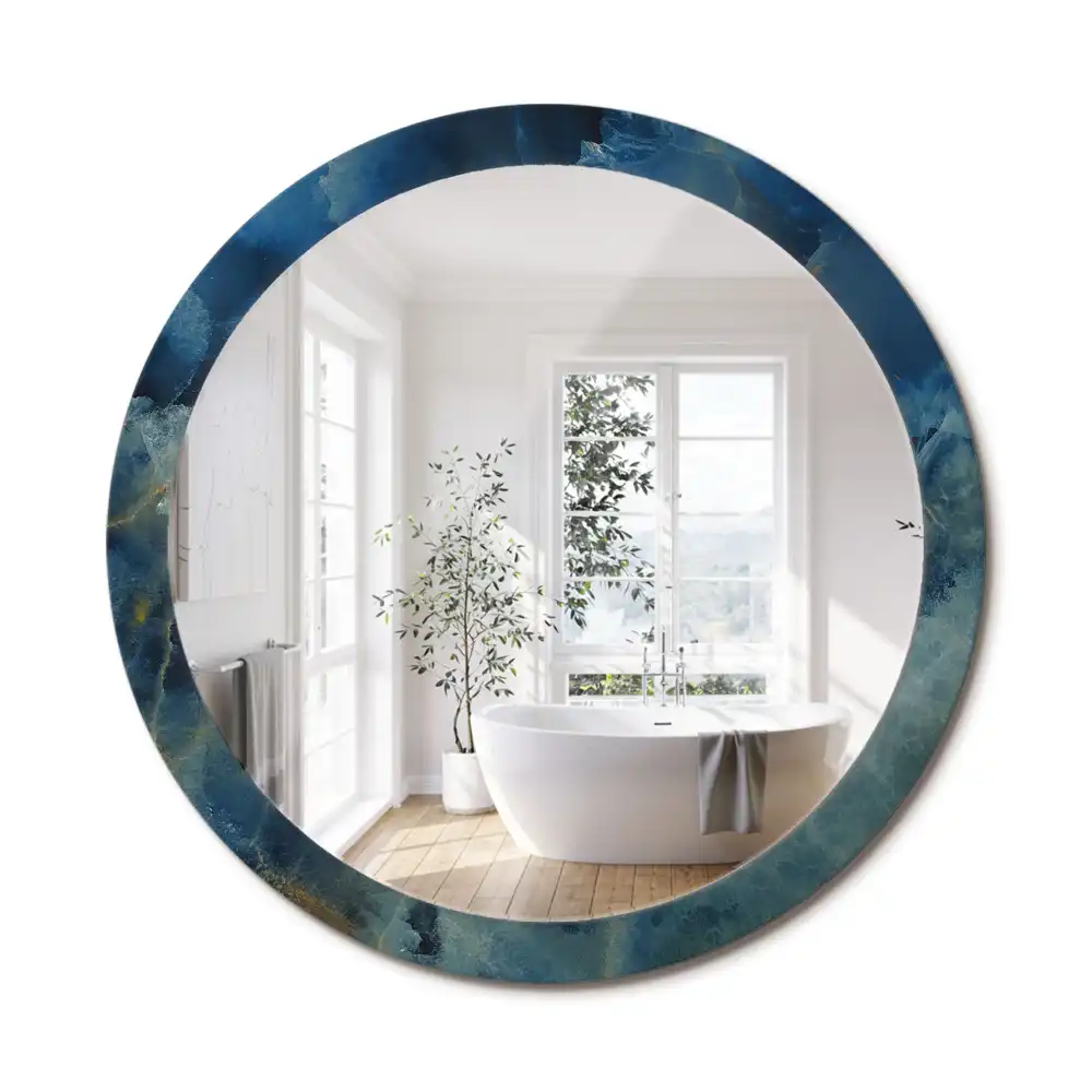 Miroir rond cadre imprimé onyx marbré
