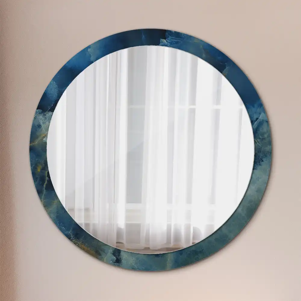 Miroir rond cadre imprimé onyx marbré