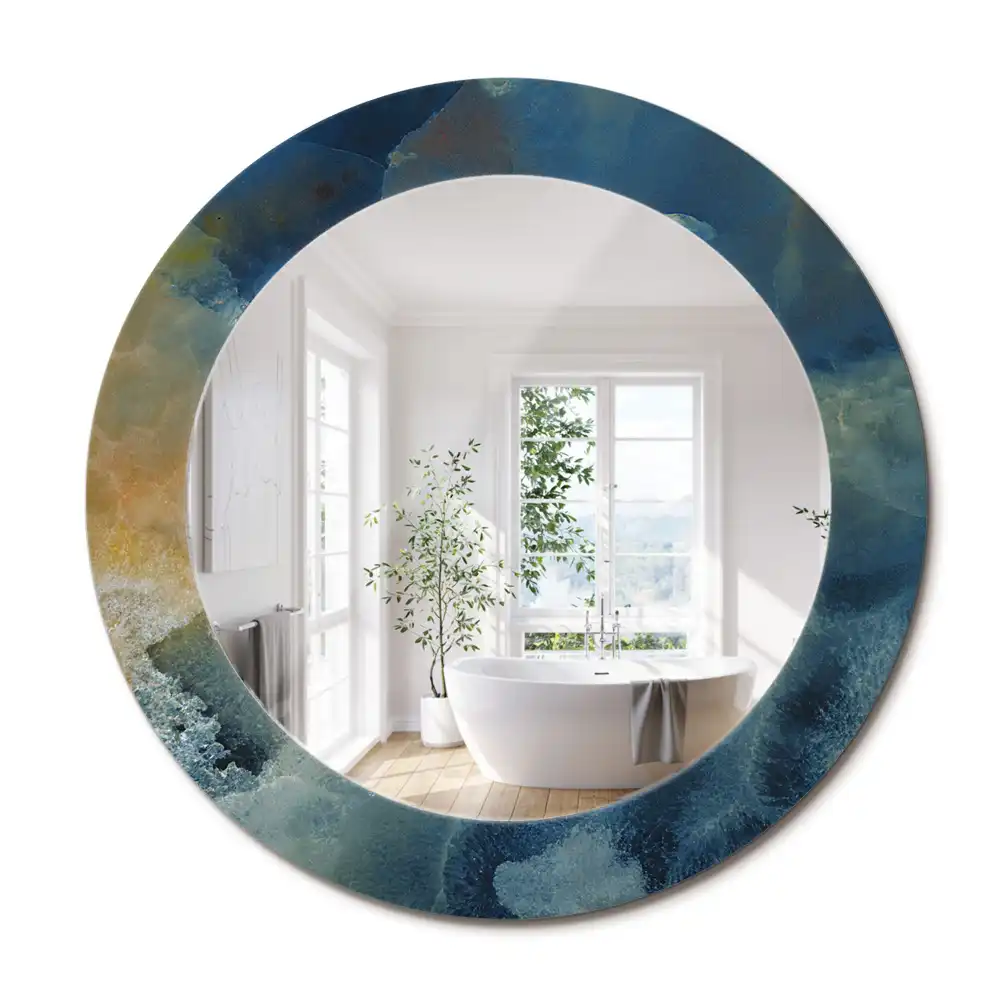 Miroir rond cadre imprimé onyx marbré