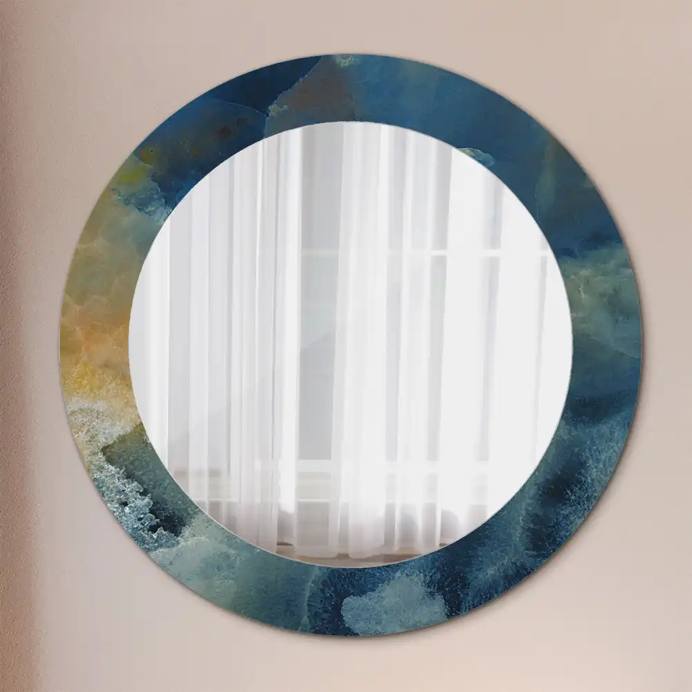 Miroir rond cadre imprimé onyx marbré
