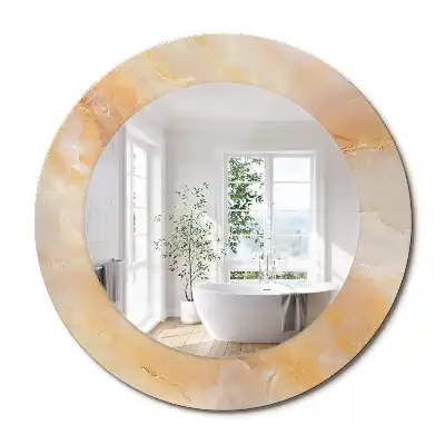 Miroir rond cadre avec impression onyx marbré