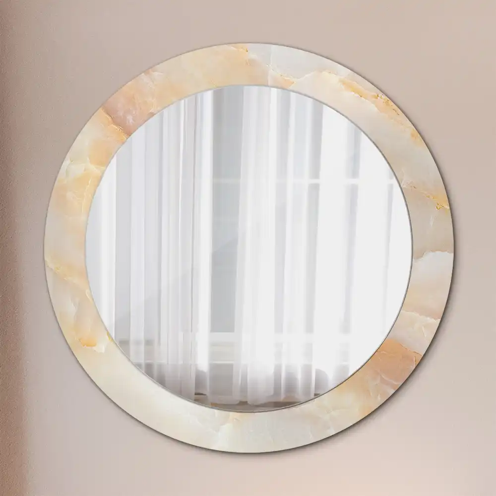 Miroir rond cadre avec impression onyx marbré