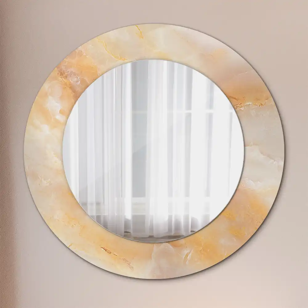 Miroir rond cadre avec impression onyx marbré