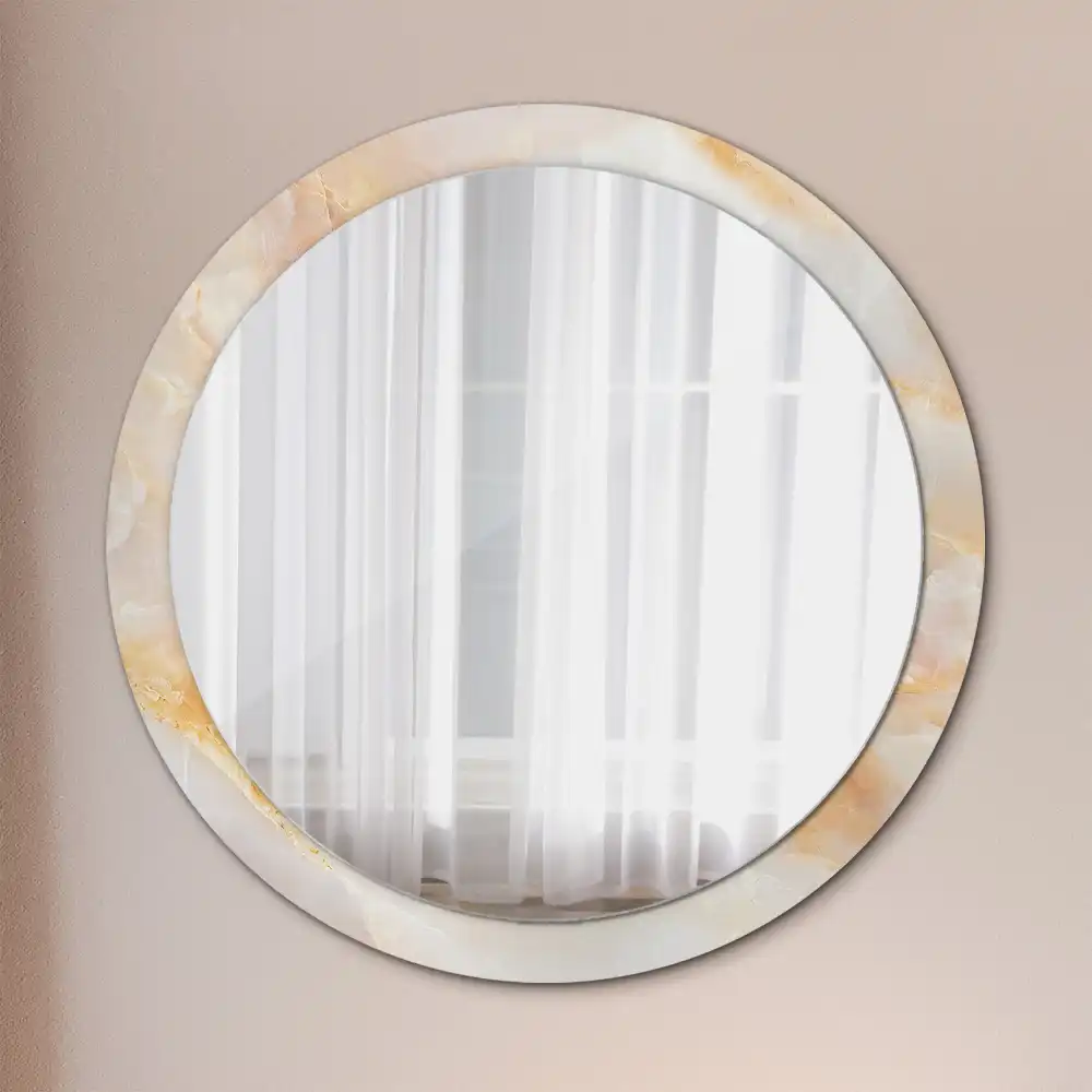 Miroir rond cadre avec impression onyx marbré