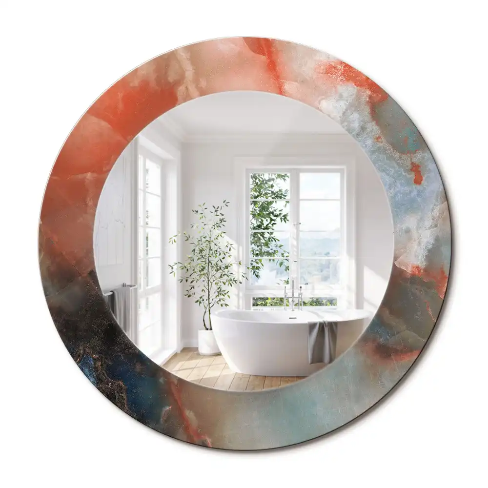 Miroir rond imprimé marbres d'onyx