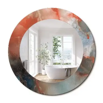 Miroir rond imprimé marbres d'onyx
