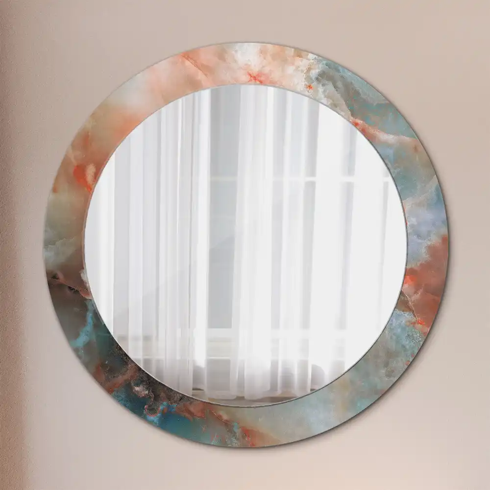 Miroir rond imprimé marbres d'onyx