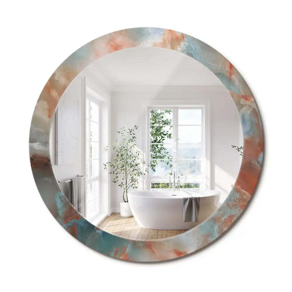 Miroir rond imprimé marbres d'onyx