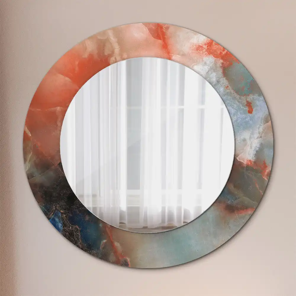 Miroir rond imprimé marbres d'onyx